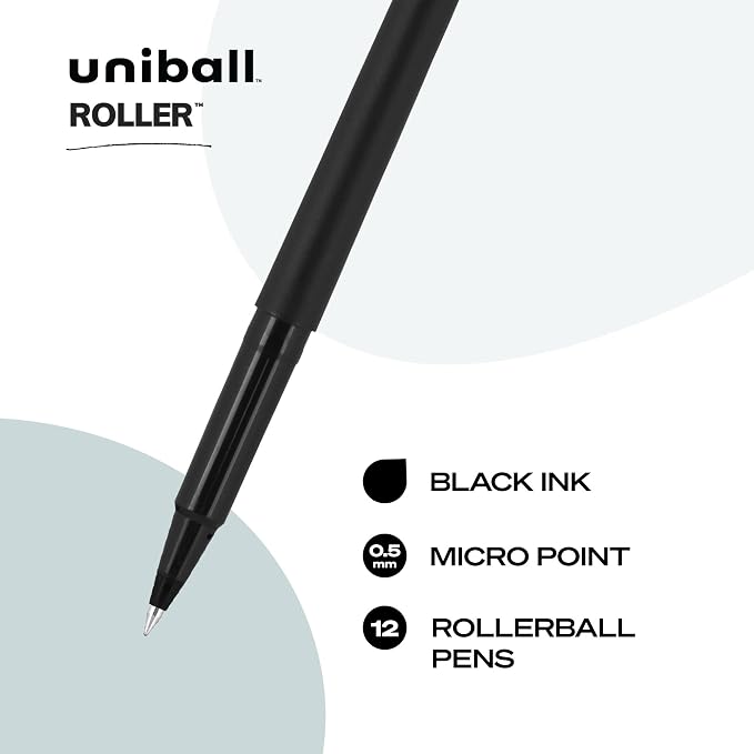 uniball Roller Rollerball Pens, Micro Point, 12 Pack - Image 3