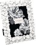Laura Ashley 5x7 White & Silver Flower Textured Hand-Crafted Resin Picture by Unknown