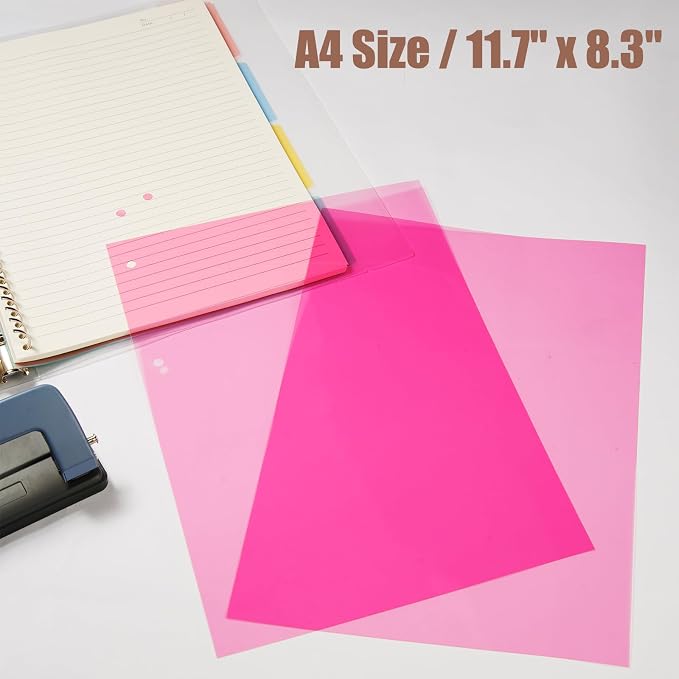 10-Pack A4 Colored PVC Flexible Plastic Sheets, 0.3mm Pink Transparent Film - Image 2