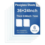 6 Pack Clear Plexiglass Sheets 36×24×0.04In Thin PET Plexiglass Sheets by Polvtor