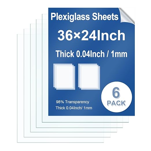 6 Pack Clear Plexiglass Sheets 36×24×0.04In Thin PET Plexiglass Sheets by Polvtor