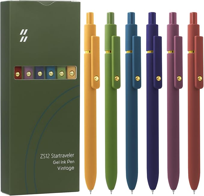 UIXJODO 6 Pcs Gel Pens 0.5mm Quick Dry Black Ink Pens Fine Point Smooth Writing by UIXJODO