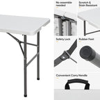 SUPER DEAL Portable 4 Foot Plastic Folding Table, Small Indoor Outdoor Heavy - Image 5