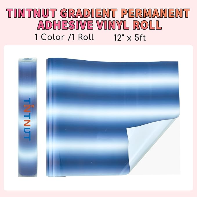 Tintnut Ombre Permanent Vinyl Roll 12in x 5ft Blue White Adhesive Vinyl | - Image 2