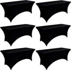 6-Pack 8ft Black Spandex Table Covers by Unknown