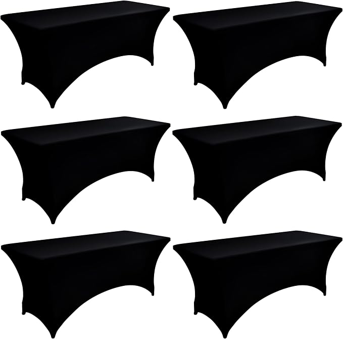 6-Pack 8ft Black Spandex Table Covers by Unknown
