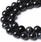 60PCS 6mm Natural Black Striped Agate Beads Gemstone Round Loose Beads - Image 3