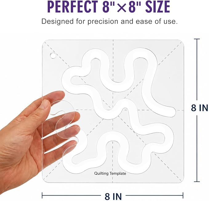 Free-Motion Quilting Ruler Template, Professional Acrylic Meander Stipple Ruler - Image 2