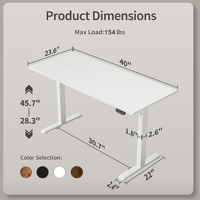 Agilestic Electric Standing Desk, 40 x 24 Inches Height Adjustable Desk - Image 3