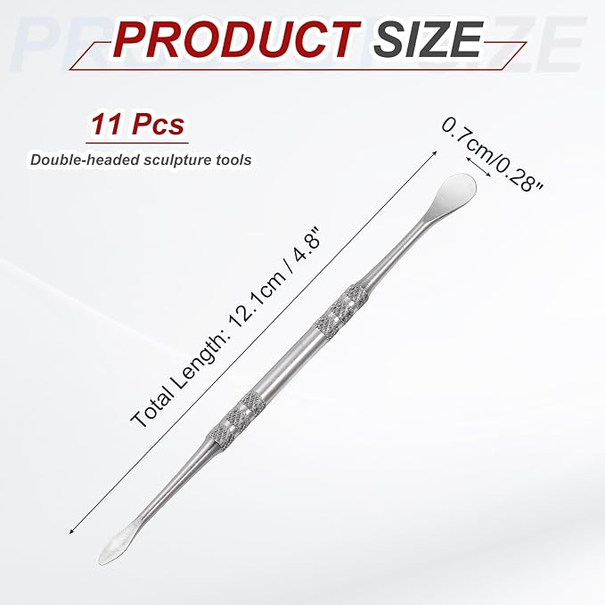 HARFINGTON 11pcs Wax Carving Tool 4.75" Double-Headed Stainless Steel Sculpture - Image 2