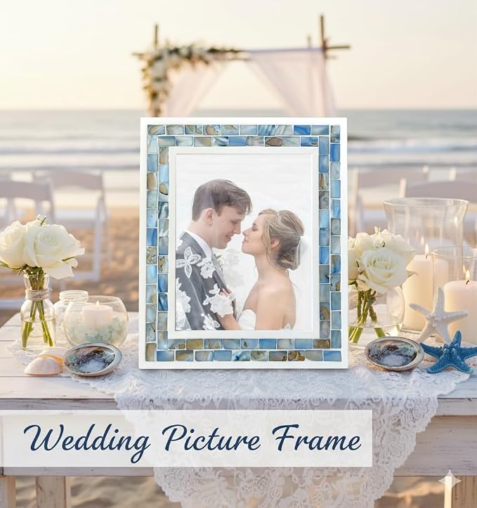 Beach Picture Frame 8x10, Mother of Pearl Photo Frame, Mother's Day, Wedding or - Image 2