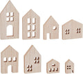 OLYCRAFT 8 Piece Wooden House Blocks Blank Unfinished House Block MDF Craft by OLYCRAFT