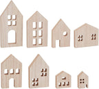 OLYCRAFT 8 Piece Wooden House Blocks Blank Unfinished House Block MDF Craft by OLYCRAFT