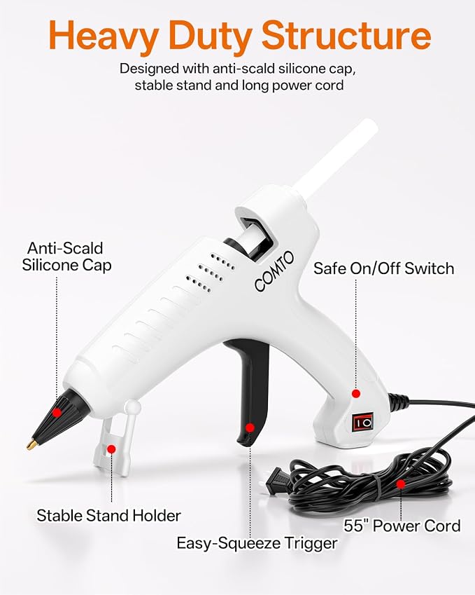 Full Size Hot Glue Gun with 10 Glue Sticks | 80W High-Power Fast Heating - Image 3