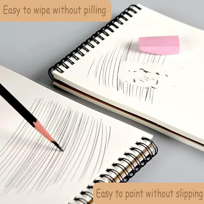 Sketch Book Pad, Drawing Paper 5.5" x 8.5" Spiral Bound, Durable Acid Free - Image 3