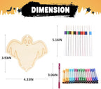 Wooden Ghosts Wind Chime Ornaments Painting Craft, 6 Style Cutouts - Image 4