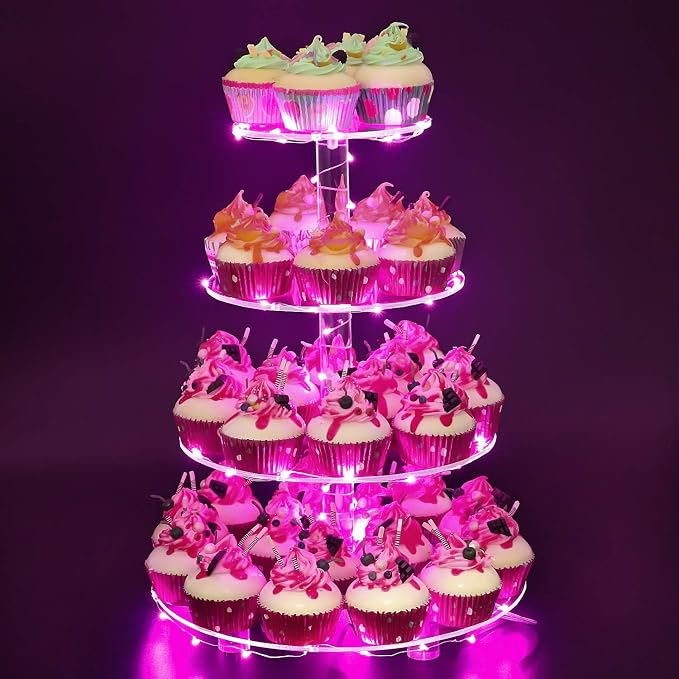 YestBuy 4 Tier Round Cupcake Stand – Premium Cupcake Holder – Acrylic Cupcake by YestBuy
