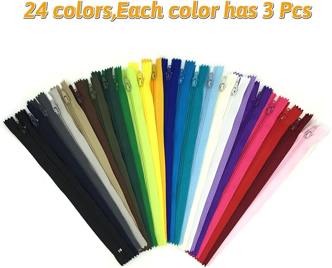 Zippers, DOITEM 72 pcs 40cm/16 Inch Multicolor Nylon Coil Zippers - Image 2