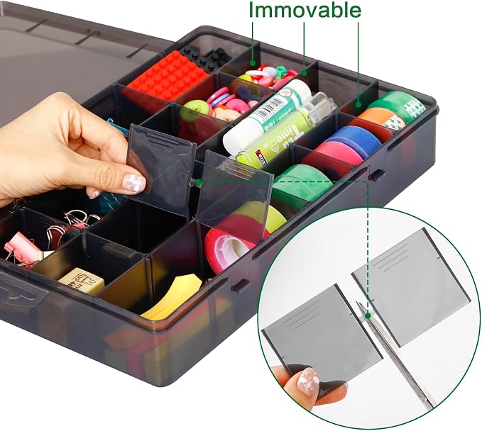 Gbivbe Large 24 Grids Plastic Organizer Box Adjustable Dividers, Art DIY Crafts - Image 7
