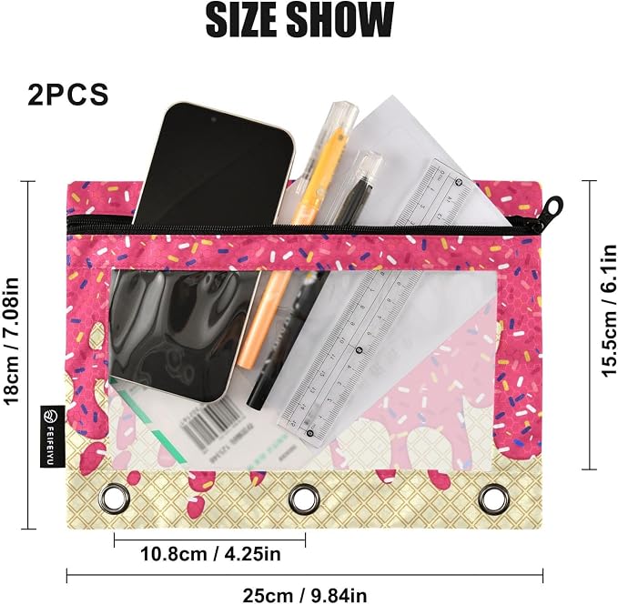 Custom Red Ice Cream Print Pencil Pouch - Image 3