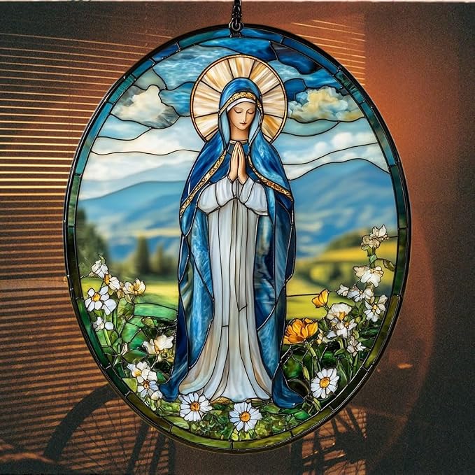 Virgin Mary Acrylic Suncatcher Stained Glass Effect Window Car Hanging - Image 7