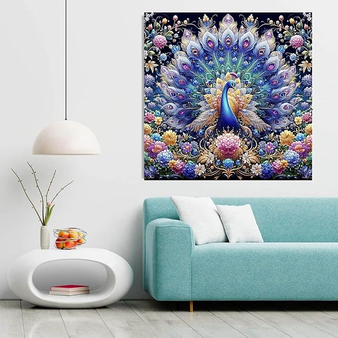Meothan Diamond Art Kits for Adults, 5D DIY Colorful Peacock Diamond Painting - Image 4
