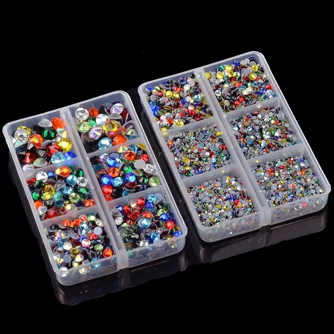 10000Pcs 2-Boxes Mixed Size Hot Fix Round Crystals Gems Glass Stones Hotfix - Image 5