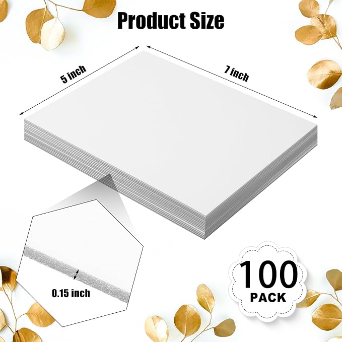 Frienda 100 Pack White Foam Board Foam Poster Boards 5 x 7 Inch - Image 2