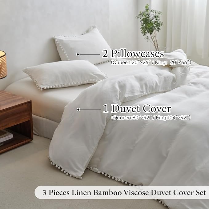 Simple&Opulence French Linen Blended Duvet Cover Queen, Flax Viscose Derived - Image 6