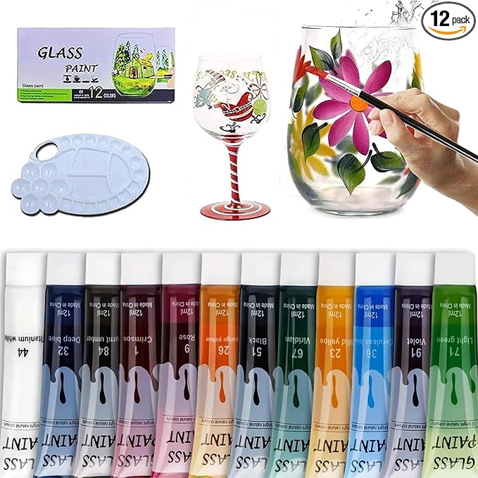 Premium Glass Paints for Glass Painting Stained Ceramic Paints Set Non Toxic by iMustech