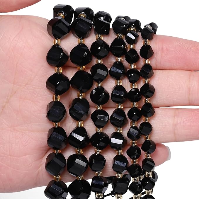 34pcs Natural Black Tourmaline Stone Beads - Image 4
