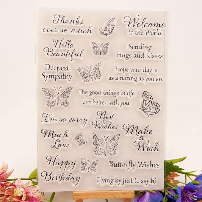 Butterflies Clear Stamps Silicone Stamp Cards by AHTOLS