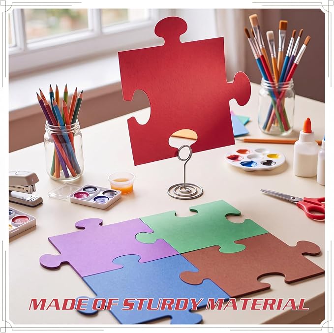 Glenmal 100 Pcs Large Blank Puzzle Pieces Oversize Blank Papers Puzzle Pieces - Image 6