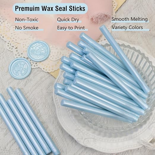 60pcs Wax Seal Sticks, Light Blue Sealing Wax Sticks, HOSEALING Glue Gun Wax - Image 3
