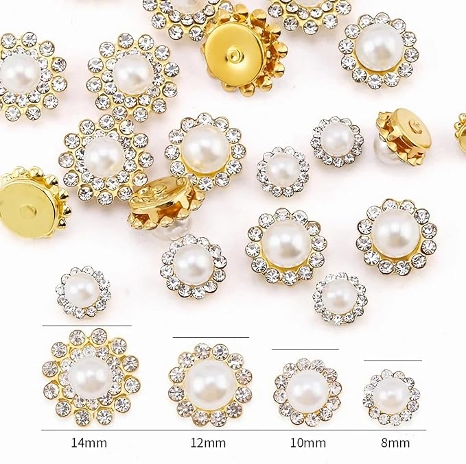 100pcs Sew on Pearls Rhinestones Crystal Gems Glass Sun Flower Jewelry - Image 2