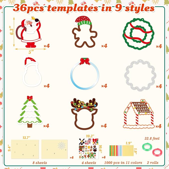 Renbuzhu 36PCS Christmas Crafts Bulk: Xmas Paper Suncatchers DIY Kit - Image 4