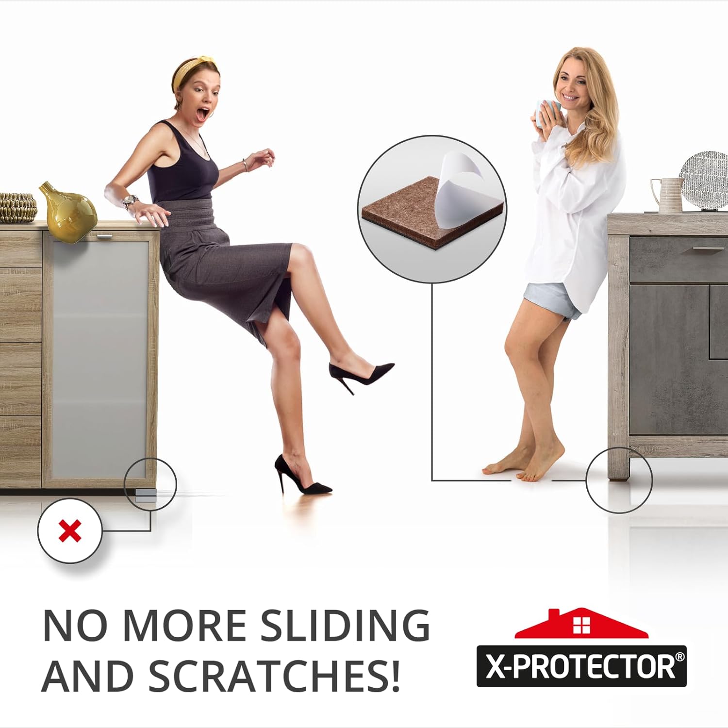 X-PROTECTOR Non Slip Furniture Pads – 12 Premium Furniture Grippers 3"! Best SelfAdhesive Rubber Feet Furniture Feet – Ideal Non Skid Furniture Pad Floor Protectors – Keep Furniture in Place!
