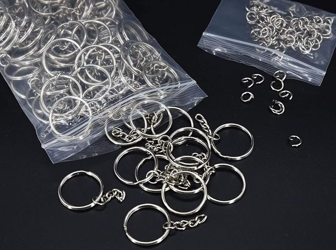 KANSPHY 100 Pack Key Ring with Chain and Open Jump, 1 inch Split Round Keychain - Image 3