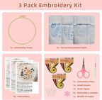 Herdiese Embroidery Kit for Beginners & Adults, 3 Floral Patterns & Hoop | - Image 2