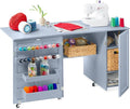 Best Choice Products Large Folding Sewing Table, Caster Wheels, Storage Shelves by Unknown