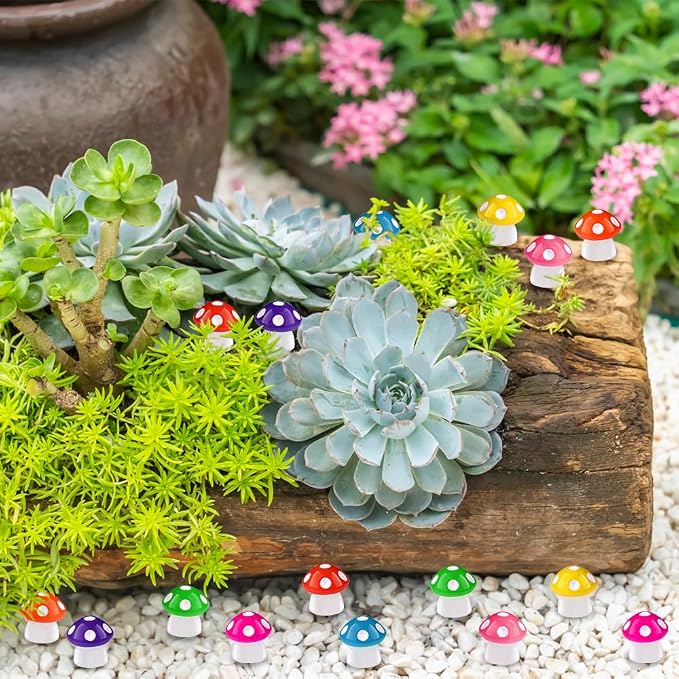 DIYDEC 100pcs Mini Resin Mushroom 8 Colors Small Mushrooms Figures Tiny Resin - Image 5