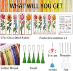 VIGEGU 5 Pcs Flower Cross Stitch Kits - Image 4