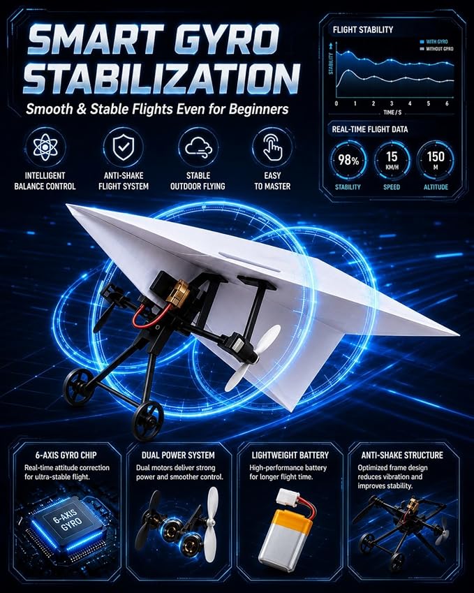 Rc Paper Airplane Motor Kit DIY Model Airplanes Launcher Construction Set - Image 6