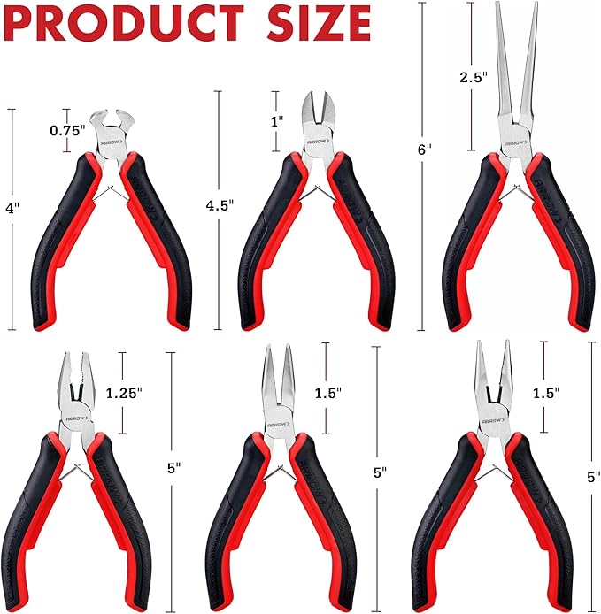 ARROW Mini Pliers Set, 6-Piece Precision Jewelry & Craft Kit – Includes Needle - Image 3