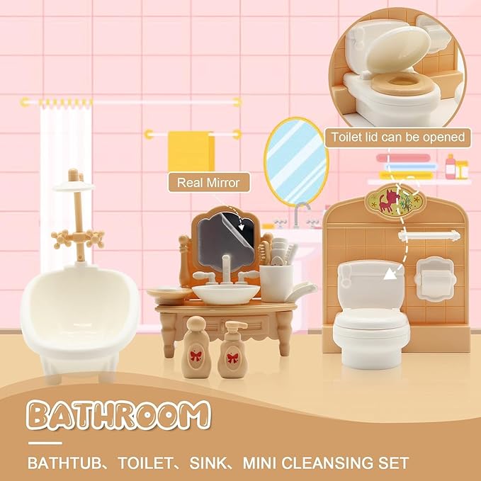 36Pcs Dollhouse Furniture Set, Miniature 1:12 Scale Dolls House Accessories - Image 4