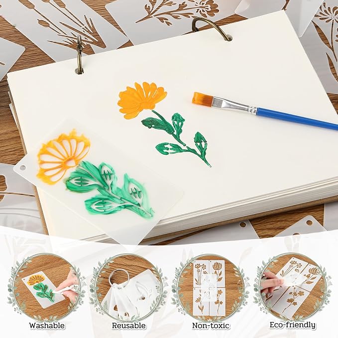 Marspark 66 Pcs Small Stencils for Crafts Reusable 3 Inch Stencils for Painting - Image 4