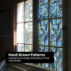 Original Hand Drawn Faux Stained Glass Window Film, Double-Sided Privacy Static - Image 3