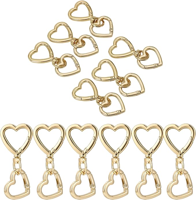 24 Pcs Heart Swivel Spring Clasps，Metal Spring Key Chain Hook Clasps，Clip - Image 6