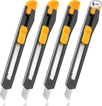 4 Pack Box Cutter Retractable, Utility Knife 9MM Wide Snap-Off Blades, Exacto by TIFICAL