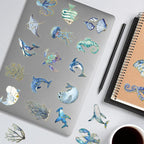 50PCS Marine Animal Stickers Aesthetic Transparent PET Sticker Gold foil - Image 4
